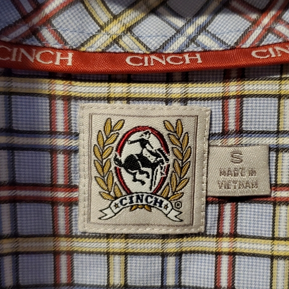CINCH multi-colored plaid button-down long sleeve Western shirt SMALL - Picture 5 of 5